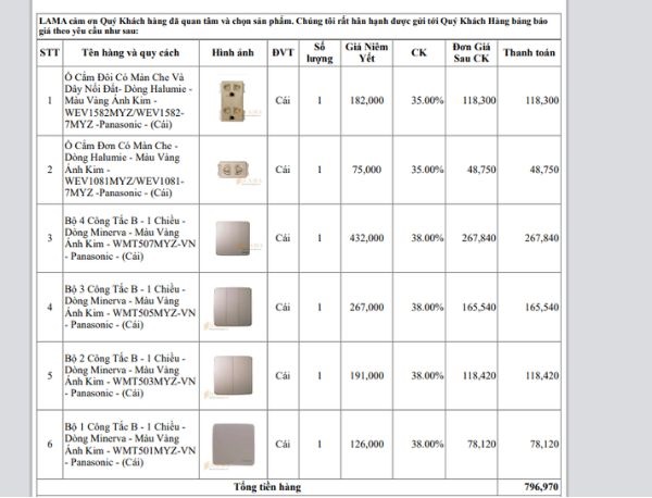 Dòng Công Tắc ổ Cắm Minerva Vàng ánh Kim