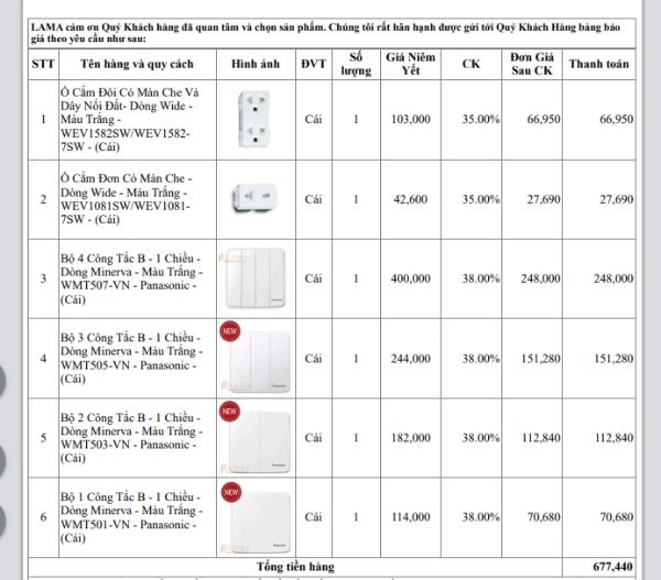 Dòng Công Tắc ổ Cắm Minerva Màu
