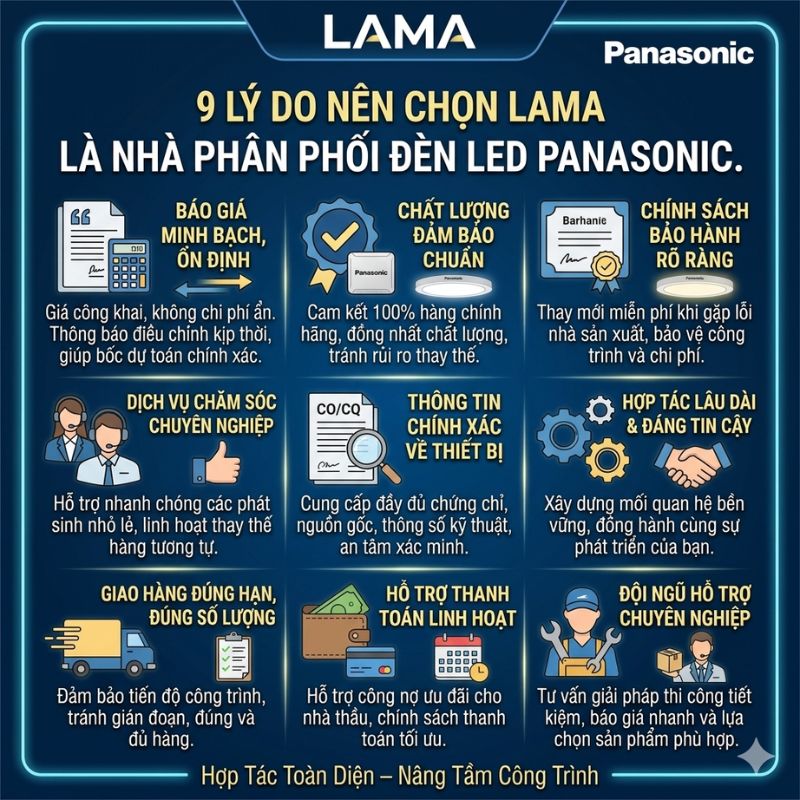 Lý Do Bạn Nên Chọn LAMA Là Nhà Phân Phối đèn Led Panasonic