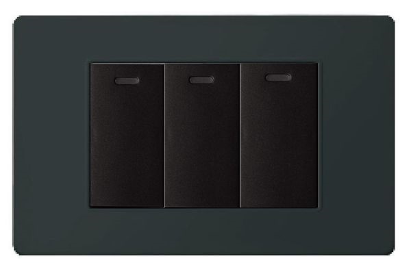 Mặt 3 Công Tắc UTEN Màu Đen