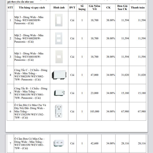 công tắc ổ cắm Dòng Wide trắng
