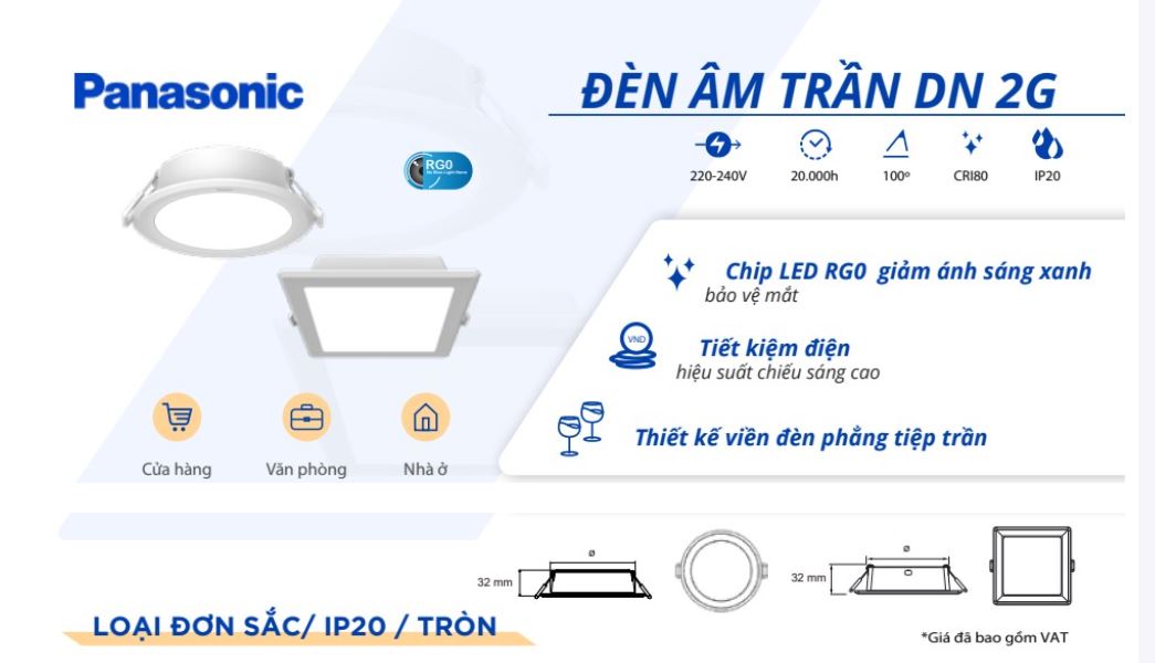 Đèn Âm Trần 12w Panasonic 