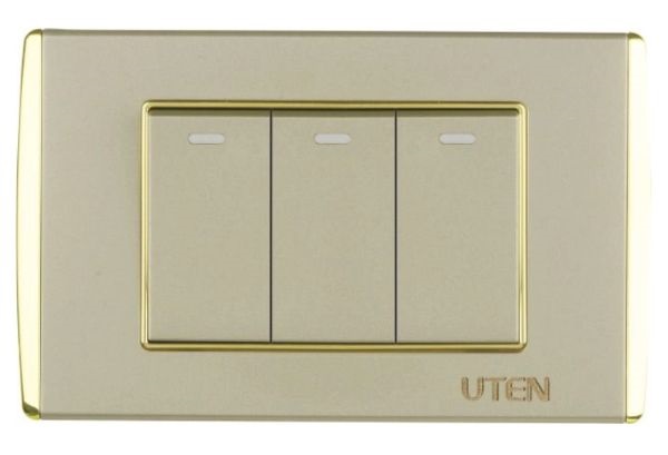 Trọn Bộ 3 Công Tắc 1 Chiều UTEN V9.1 Màu Vàng Cỡ S