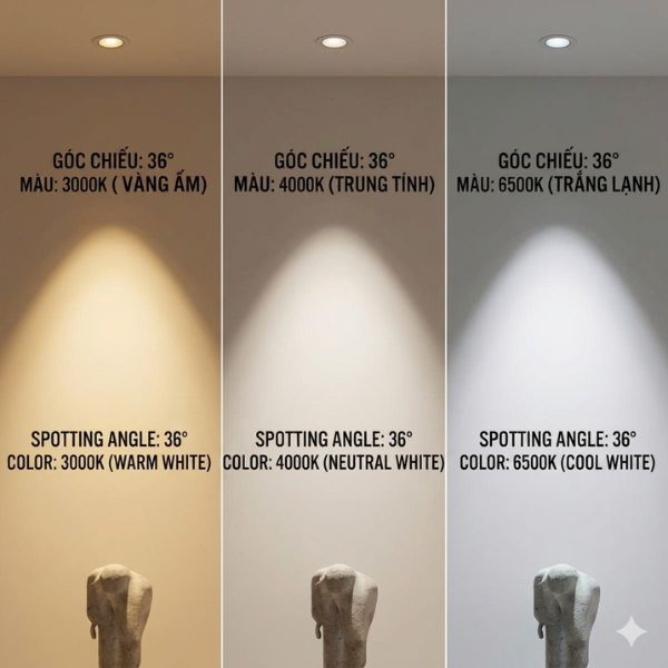 Đèn Spotlight Âm Trần 7W Chóa Đen Góc Chiếu 36 Độ NSP07WB36